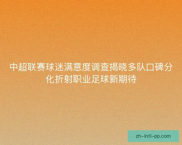 中超联赛球迷满意度调查揭晓多队口碑分化折射职业足球新期待